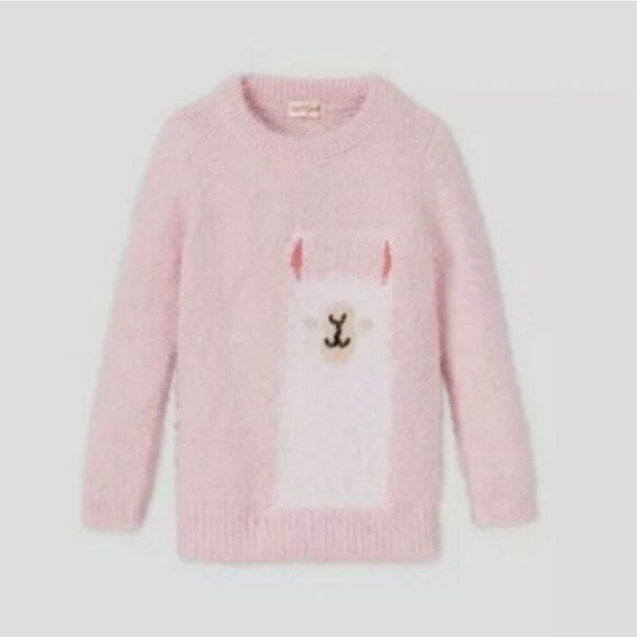 Baby Girls Cat & Jack Shag Llama Fuzzy Textured Sweater - Sz 18 mo - Picture 1 of 2